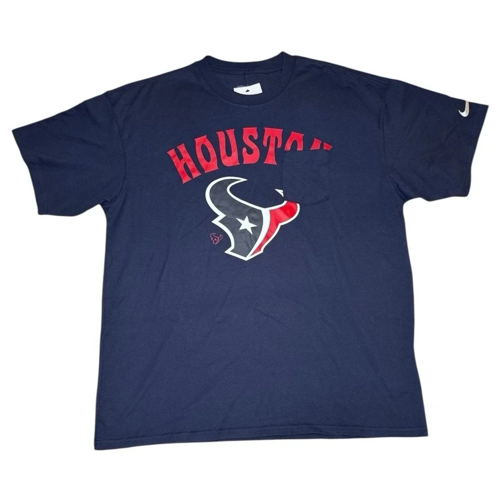 Nike Houston Texans Loose Fit Rewind Pocket Shirt Men's Large Navy Blue - Picture 1 of 8